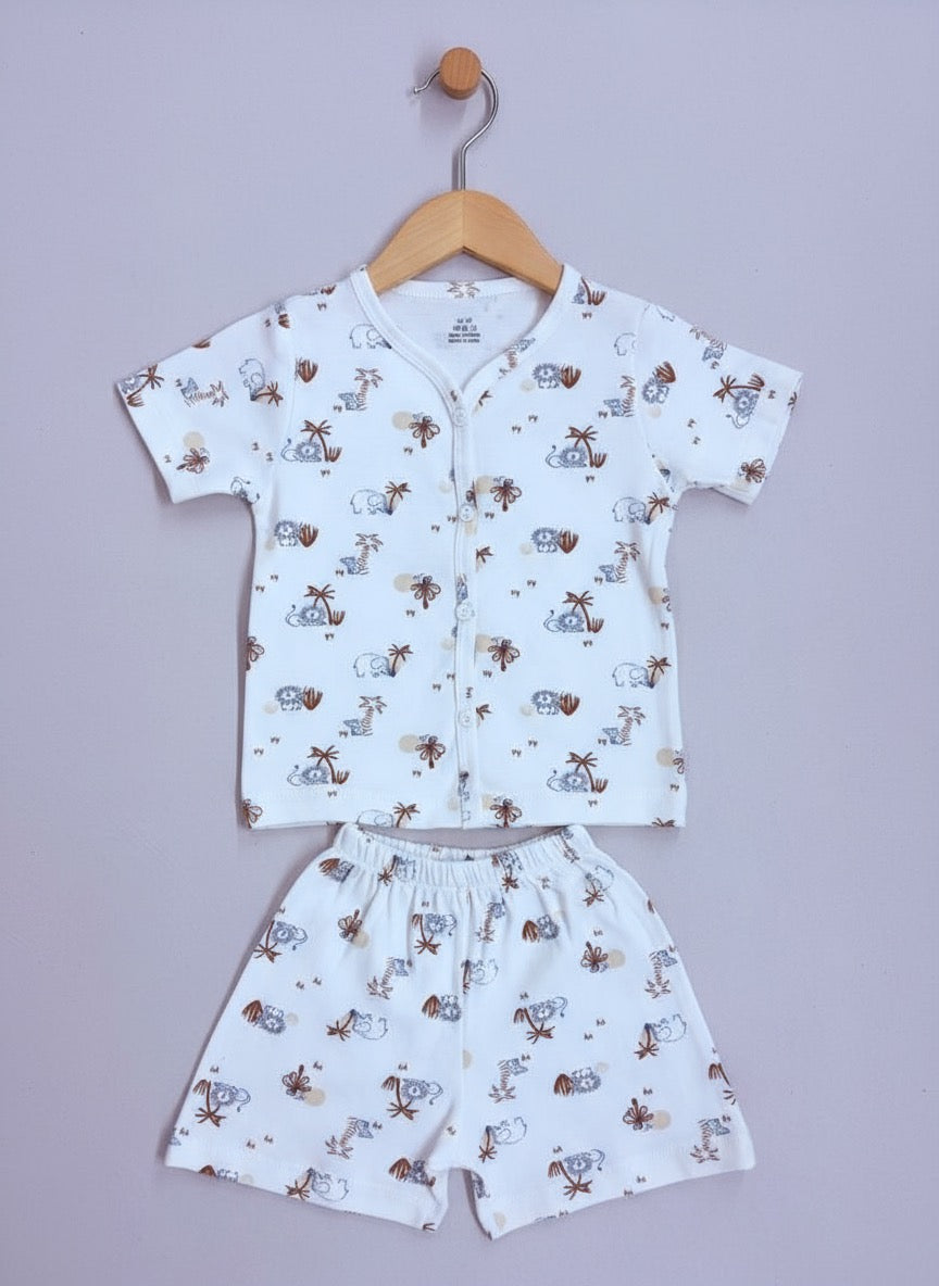 Baby Button Half Co-ord Set β 100% Soft Cotton | Animal Design Set