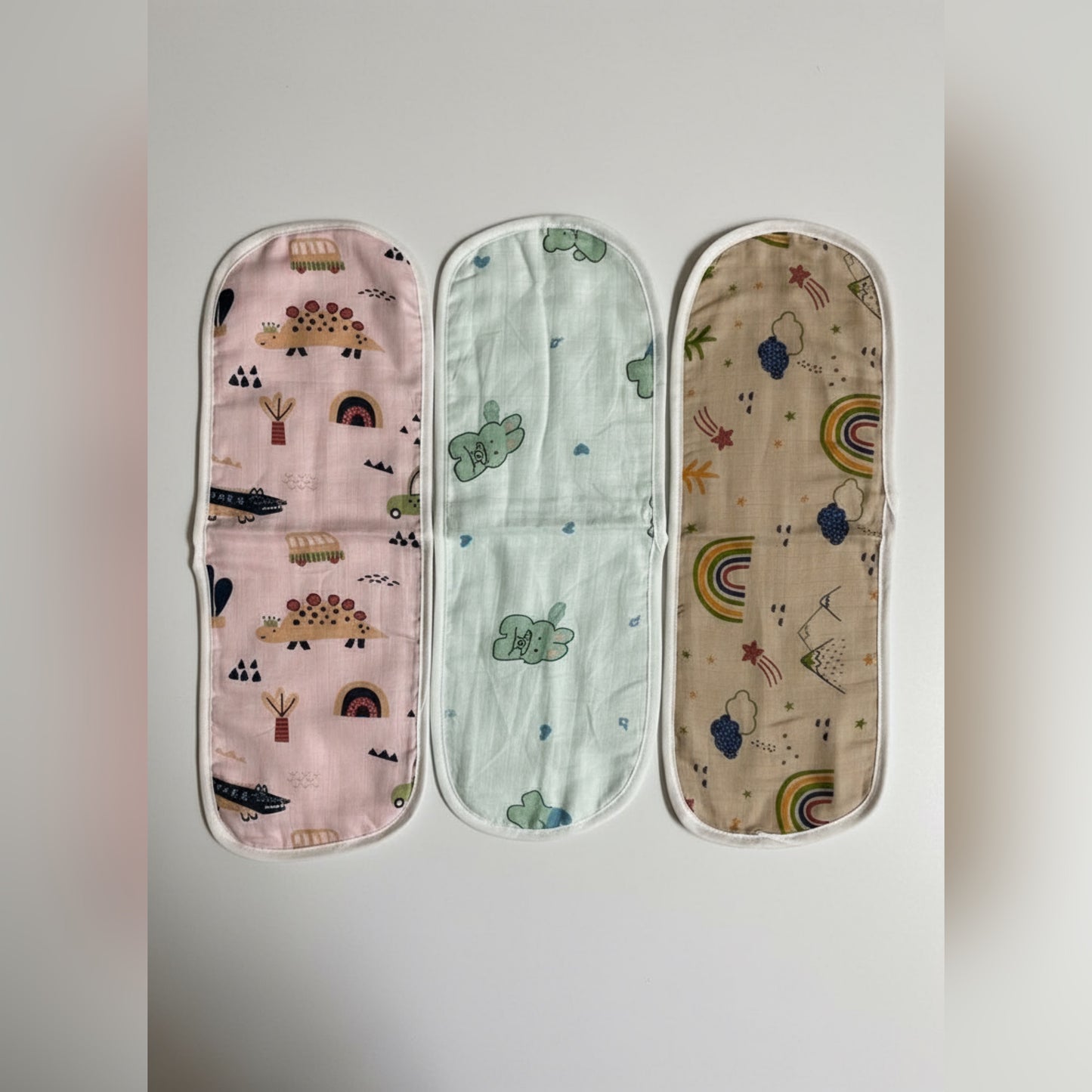 Baby Burp Cloth Set – 3 Soft Cotton Cloths 18x21 cm