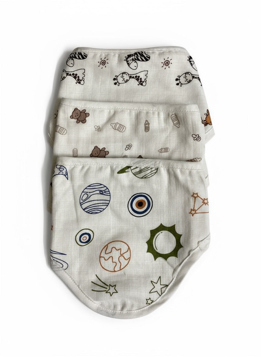 Baby Bib Set – Soft 100% Cotton Bibs (18x21 cm) | Gentle & Absorbent Feeding Essentials