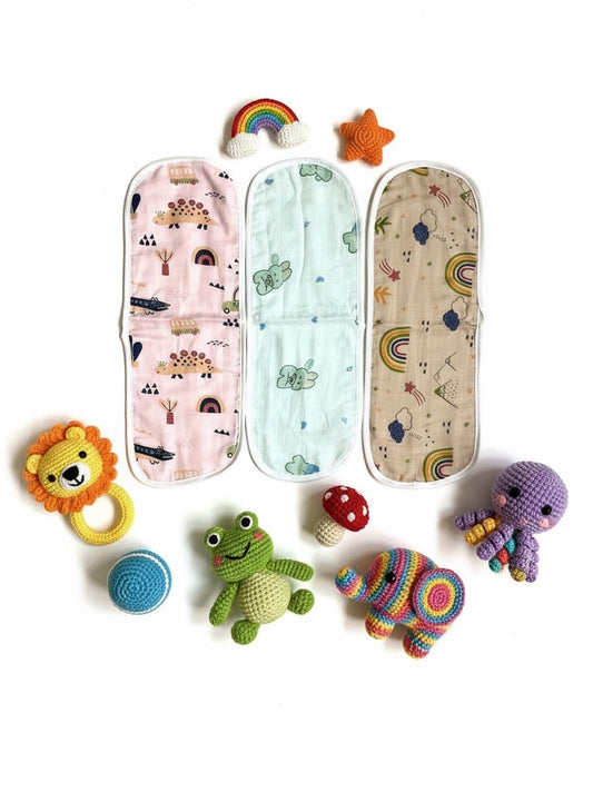 Baby Burp Cloth Set – 3 Soft Cotton Cloths 18x21 cm