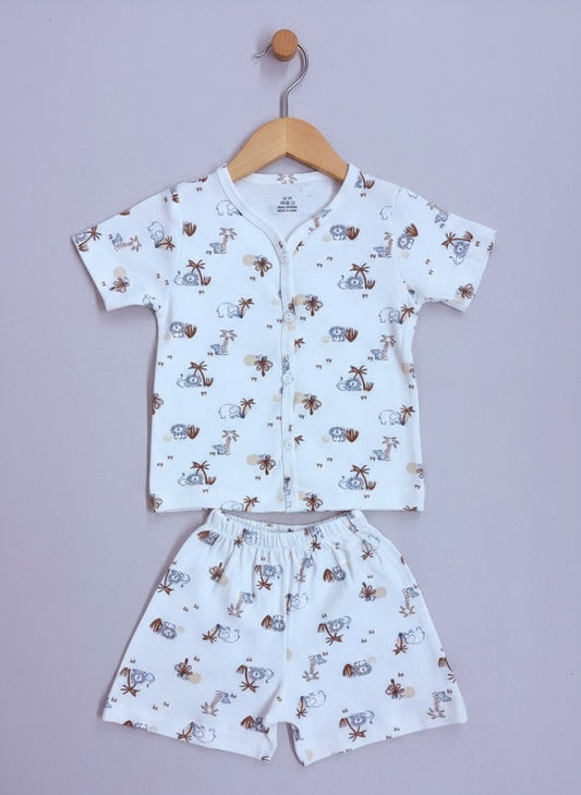 Baby Button Half Co-ord Set – 100% Soft Cotton | Animal Design Set