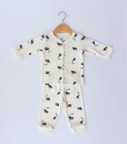 Baby Full Sleeve Co-ord Set – Black Animal Print | Soft & Trendy Outfit
