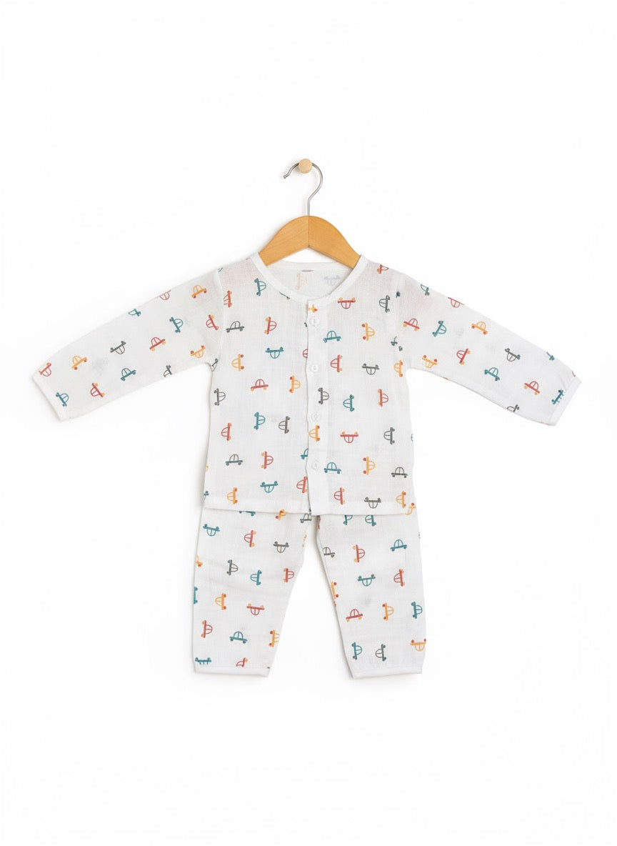 Muslin Co-ord Set - Pure Muslin -  Full sleeve - Car