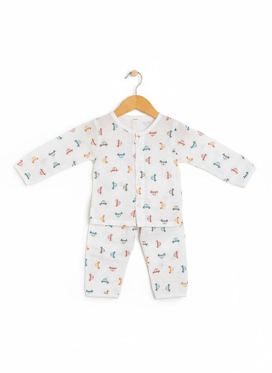 Muslin Co-ord Set - Pure Muslin -  Full sleeve - Car