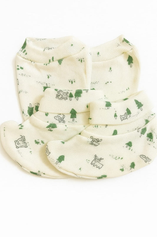 Baby Mitten & Booties Set – Forest Design | Soft & Gentle Fabric