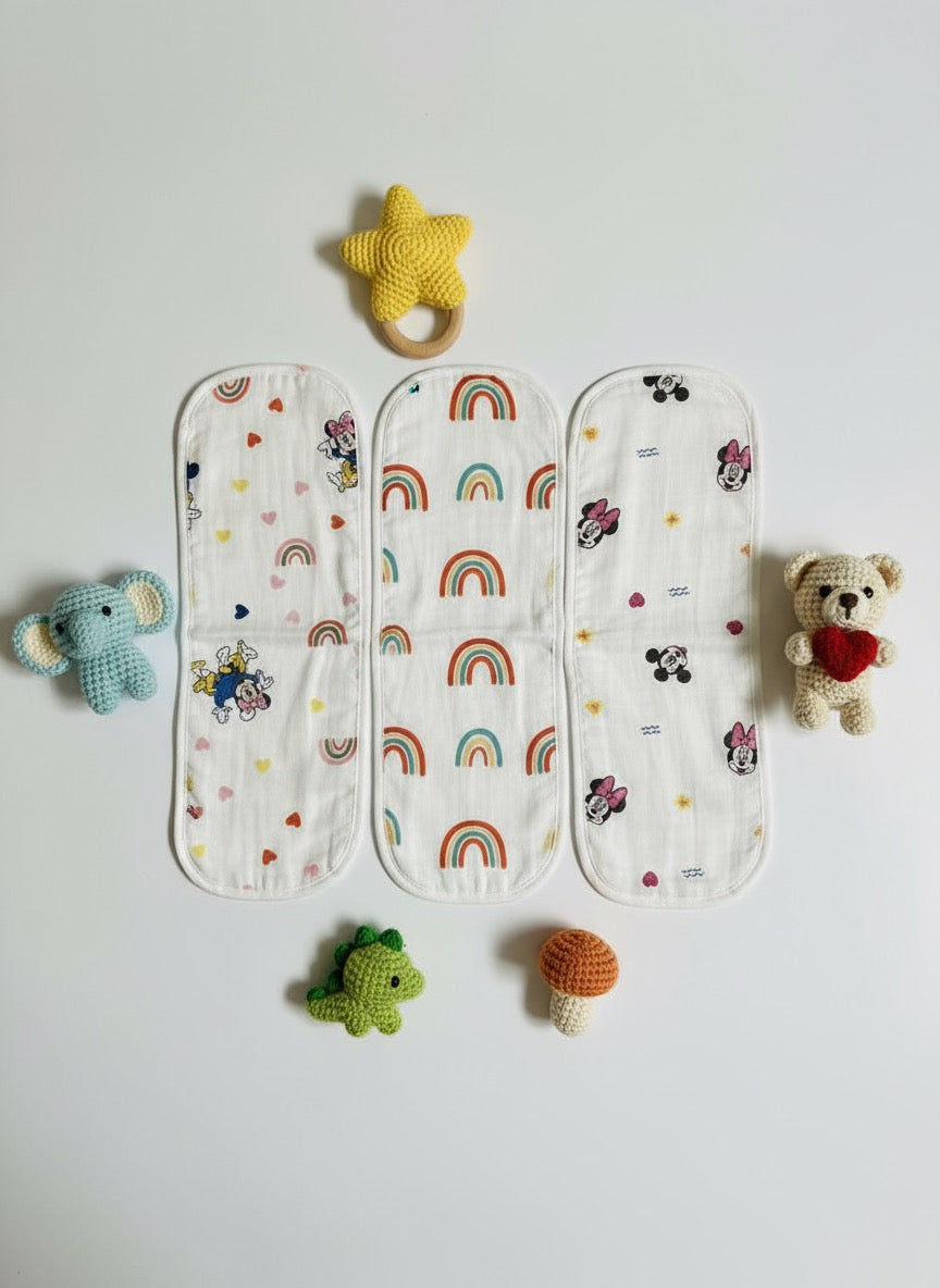 Baby Burp Cloth Set – 3 Soft Cotton Cloths 18x21 cm