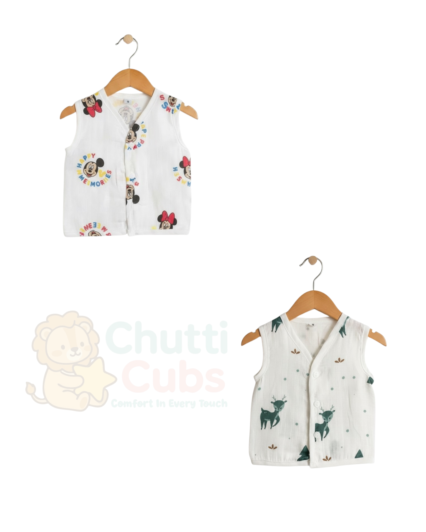 Muslin Sleeveless Jabla for Babies – Pack of 2 | Comfortable Daily Wear