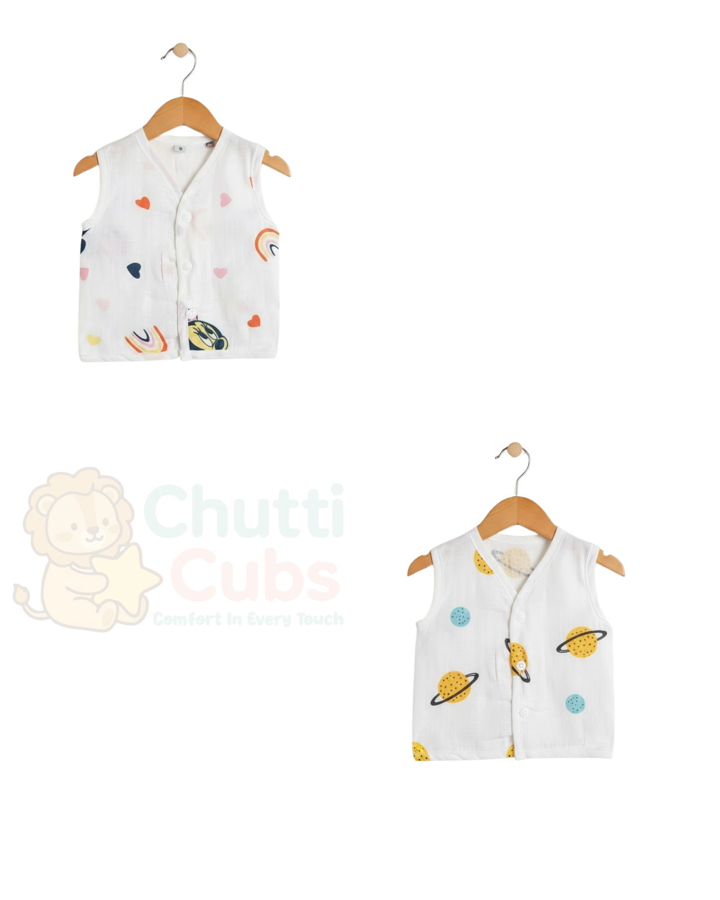 Muslin Sleeveless Jabla for Babies – Pack of 2 | Comfortable Daily Wear
