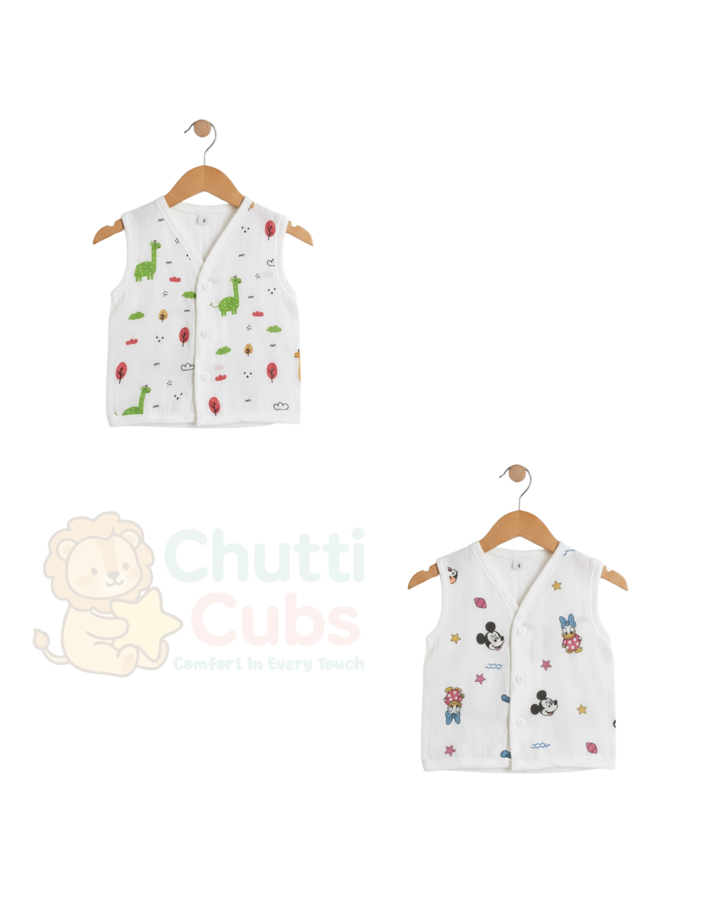 Muslin Sleeveless Jabla for Babies – Pack of 2 | Comfortable Daily Wear