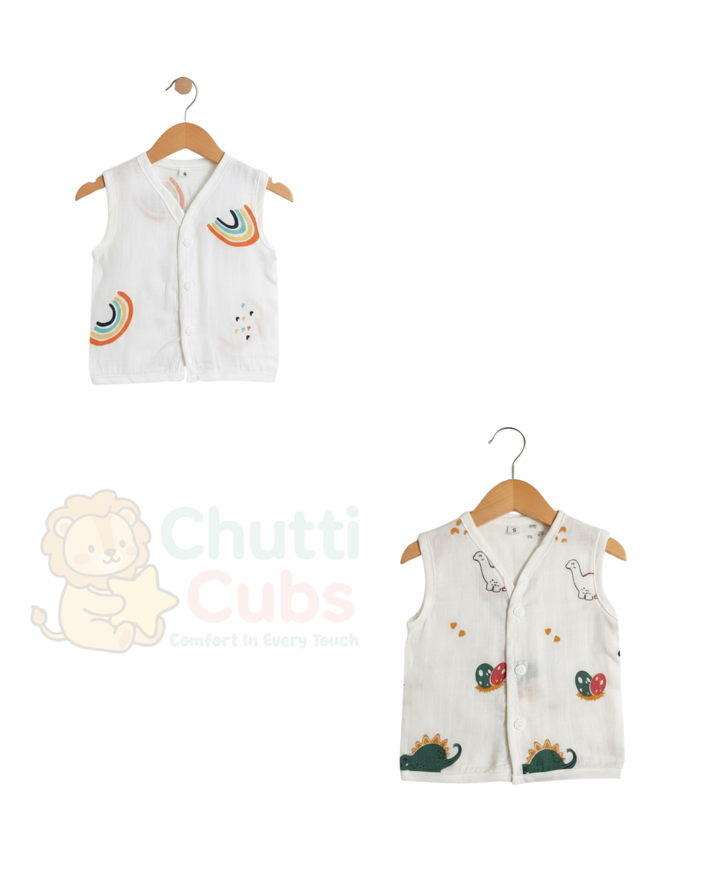 Muslin Sleeveless Jabla for Babies – Pack of 2 | Comfortable Daily Wear