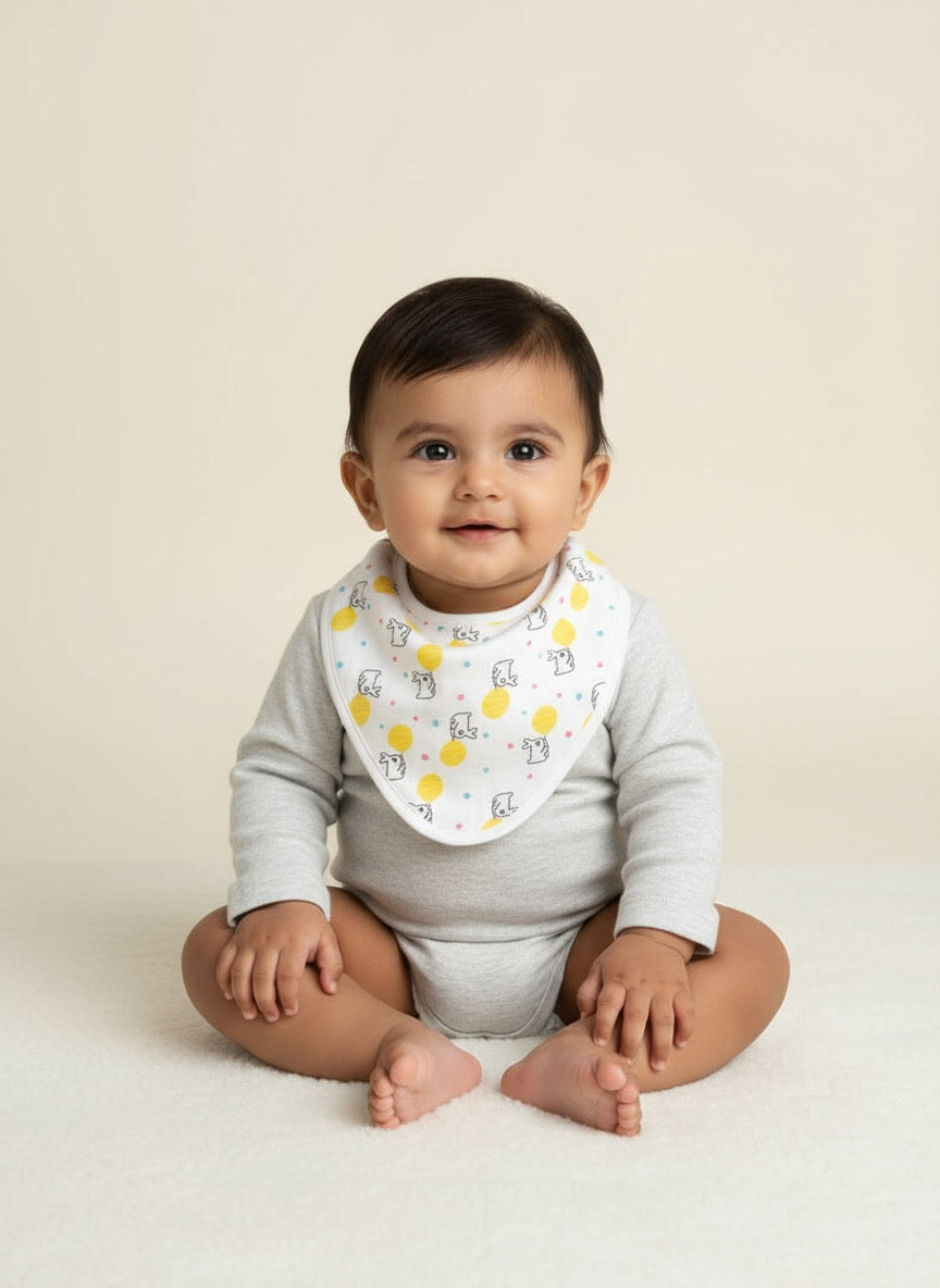Baby Bib Set – Soft 100% Cotton Bibs (18x21 cm) | Gentle & Absorbent Feeding Essentials