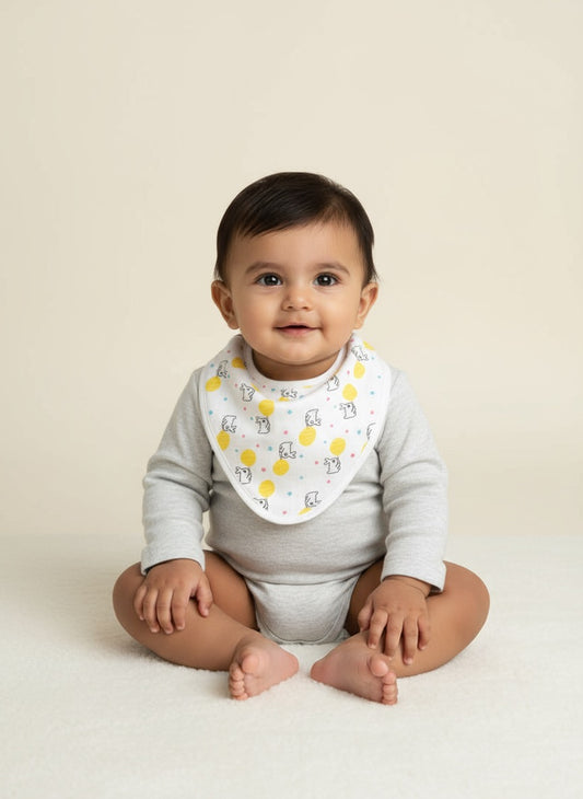 Baby Bib Set – Soft 100% Cotton Bibs (18x21 cm) | Gentle & Absorbent Feeding Essentials