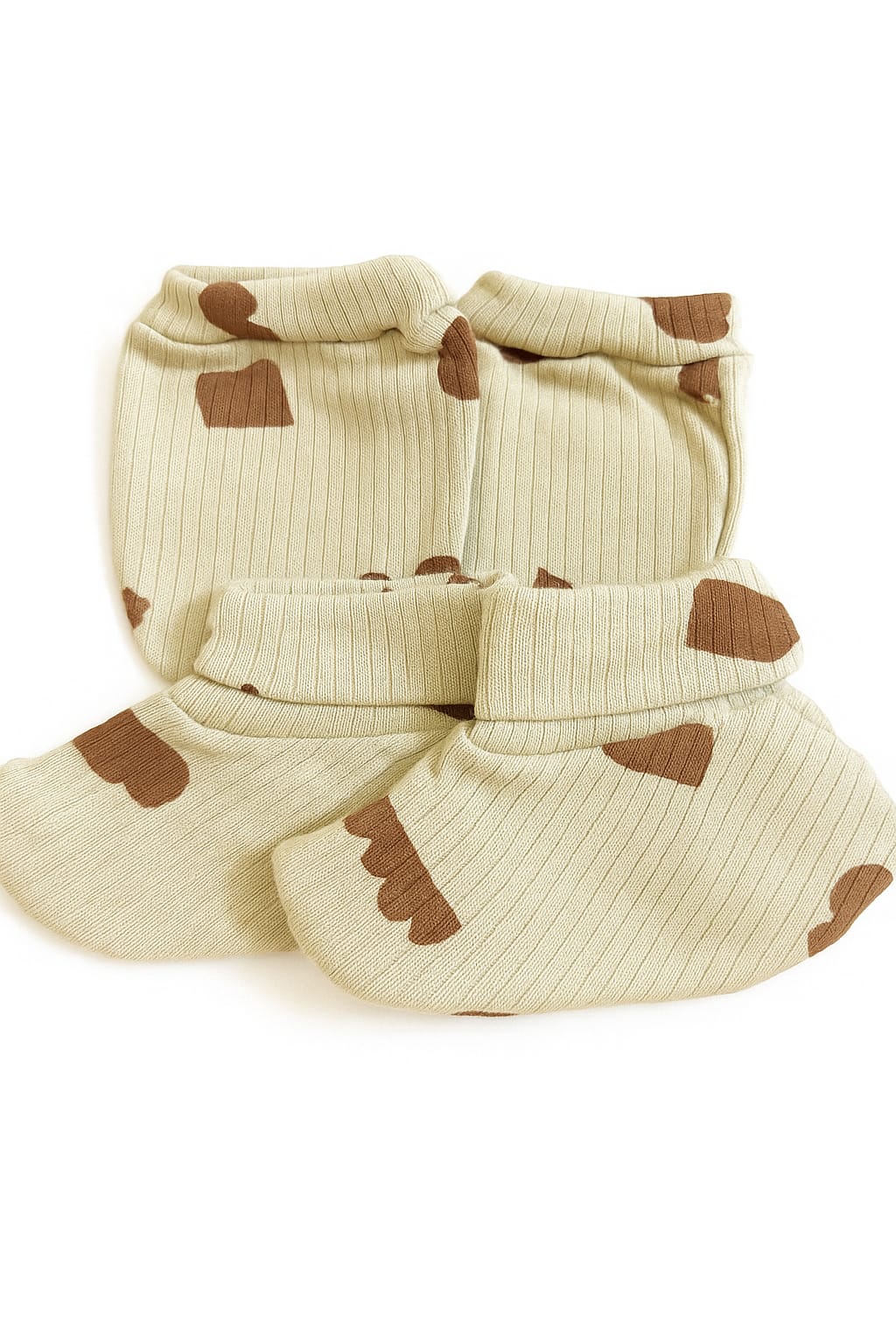 Baby Mitten & Booties Set – Wood Design | Soft & Gentle Fabric
