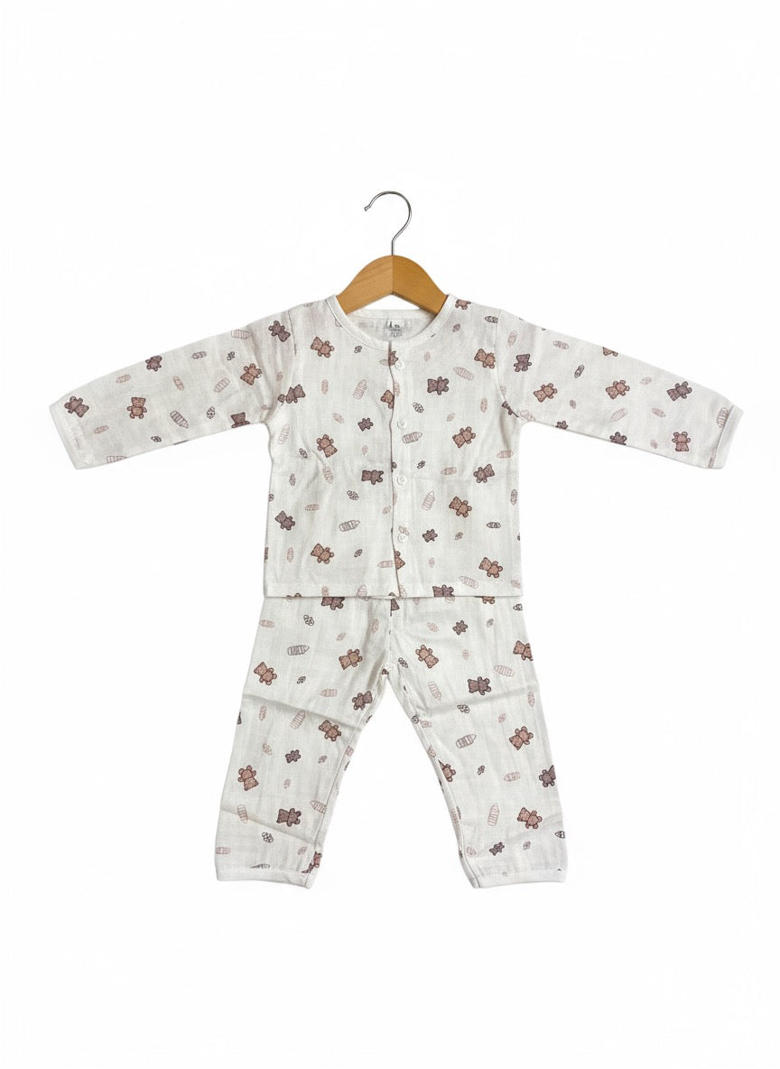 Muslin Co-ord Set - Pure Muslin -  Full sleeve - Bear