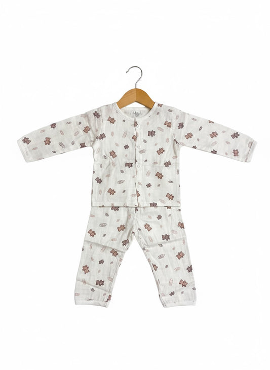 Muslin Co-ord Set - Pure Muslin -  Full sleeve - Bear
