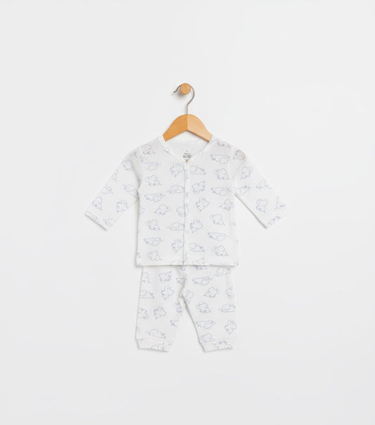 Baby Full Sleeve Co-ord Set – Adorable Elephant Print | Soft & Playful Outfit