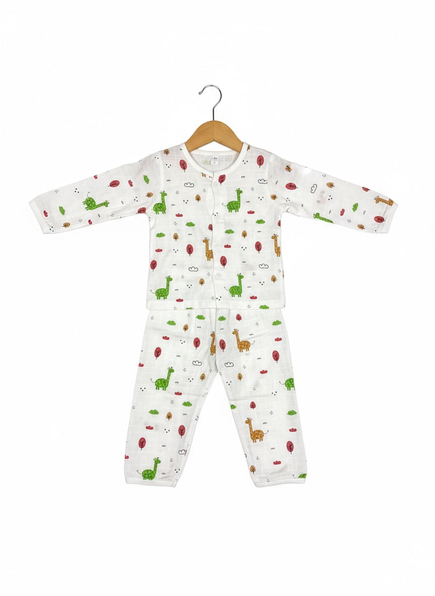 Muslin Co-ord Set - Pure Muslin - Full sleeve - Giraffe