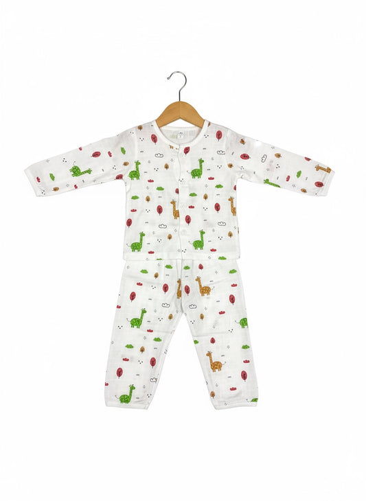 Muslin Co-ord Set - Pure Muslin - Full sleeve - Giraffe