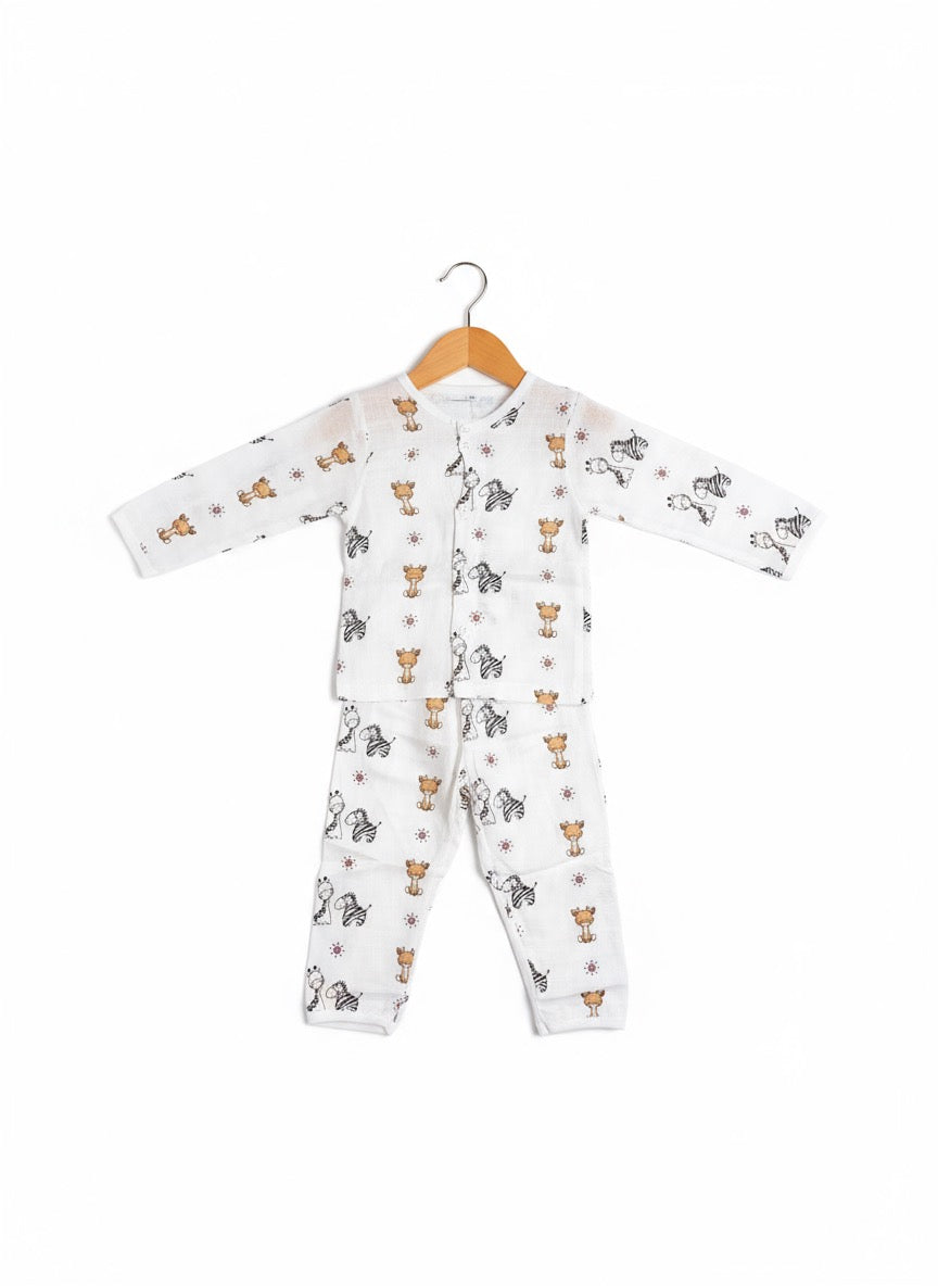 Muslin Co-ord Set - Pure Muslin - Full sleeve - Zebra